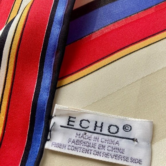 Vintage ECHO striped, long silk scarf - Picture 5 of 9